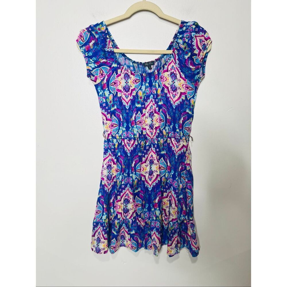 Lily Rose Paisley Floral Multicolor Peasant Dress Sz S
